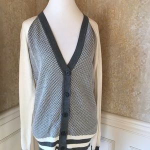 Grey baseball cardigan